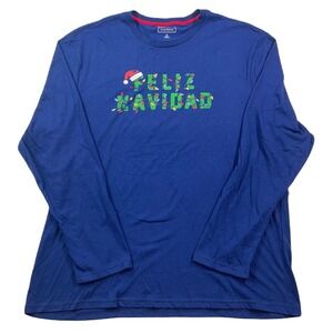 Club Room Long-Sleeve T-Shirt Mens XL Blue Felix Navidad Pajama Top NEW